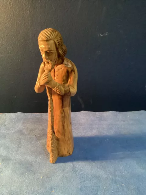 Hand Carved Religious Figure Made Of Olive Wood ? Very Nice 175 Mm Tall