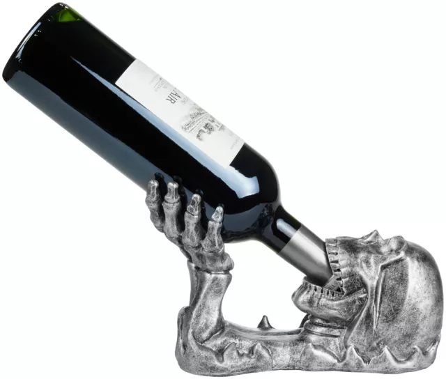 Weinflaschenhalter Totenkopf Schädel Skull Figur Silber Lustig Death Gothic