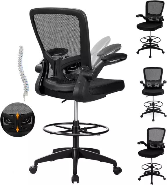 Drafting Chair, Ergonomic Tall Office Chair Stool Standing Desk Chair with High