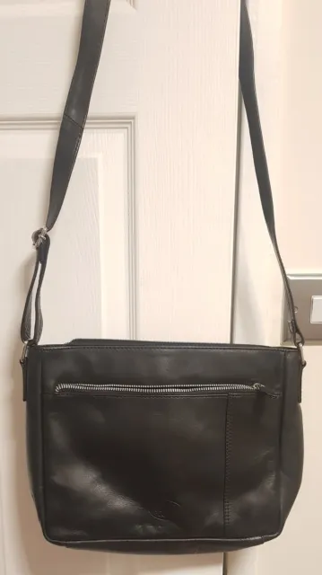 ••• Womens  Black Soft Leather Shoulder Crossbody Bag Size 30×24Cm •••