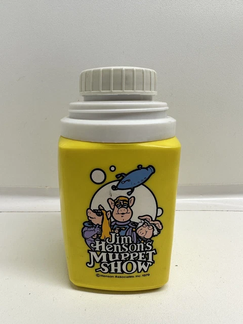 Vintage 1979 Jim Henson's Muppet Show Yellow Plastic Thermos 8oz Missing Cup VTG