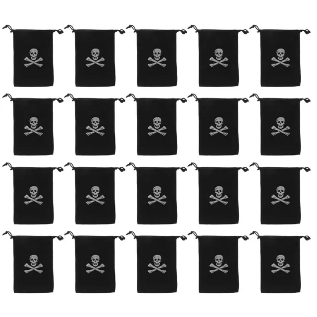 KALLORY 20pcs Pirate Party Favor Bags Halloween Gold Coin Drawstring Pouches