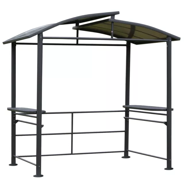 Grillpavillon mit Flammschutzdach BBQ-Pavillon mit 2 Ablagen Stahl PC Dunkelgrau