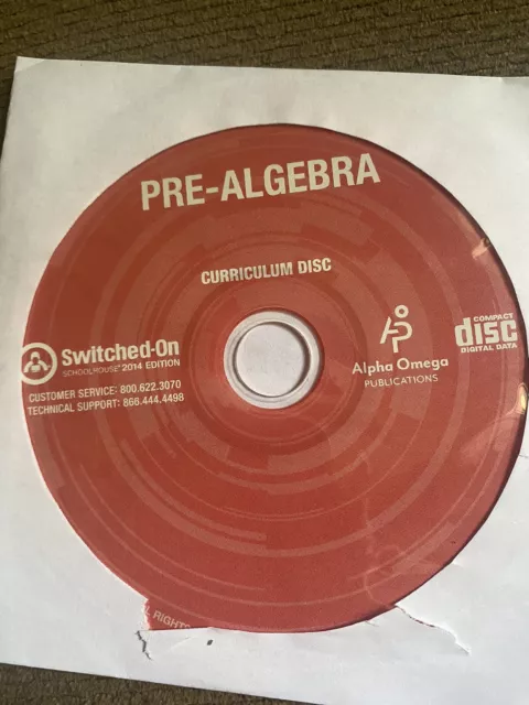 Switched On Schoolhouse Pre-Algebra 8th Grade CD 2014 Edition
