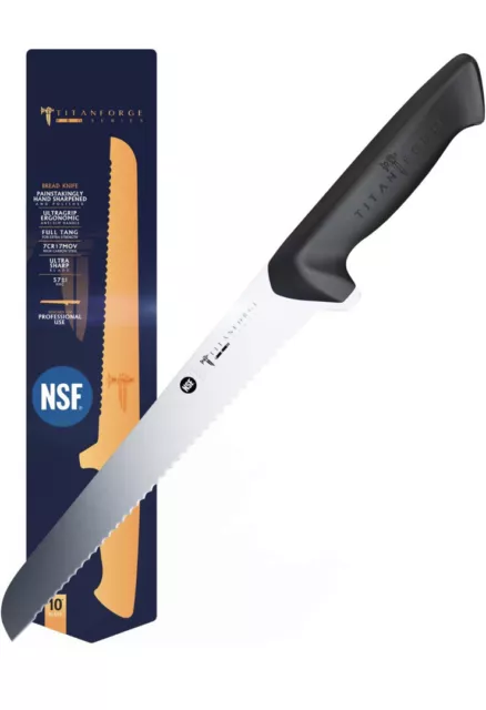 DALSTRONG Titan Forge Serrated Bread Knife, 10 Inch, 7CR17MOV High-Carbon Steel