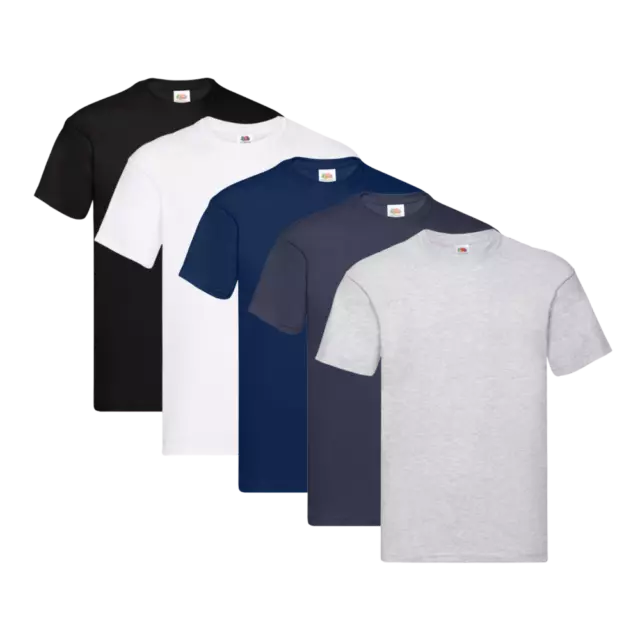 Pack 5 Camisetas Fruit Of The Loom Original - 1 Negro/1 Blanco/2 Azul/1 Gris