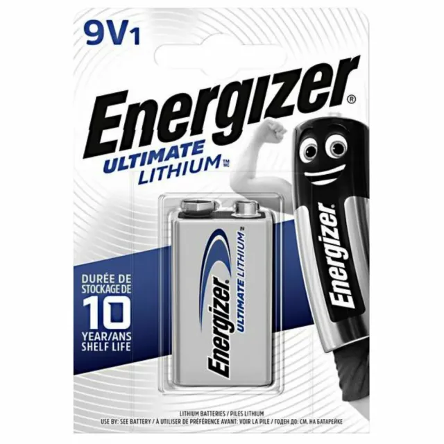 Pile 9v lithium Energizer Ultimate 6LR21 6LR61 LR22 E-Block 6F22 Envoi Gratuit