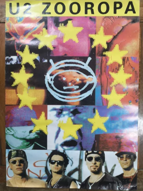 Rare U2 Vintage Zooropa Album 1993 Zoo TV Tour Promo Poster 90's Collectable