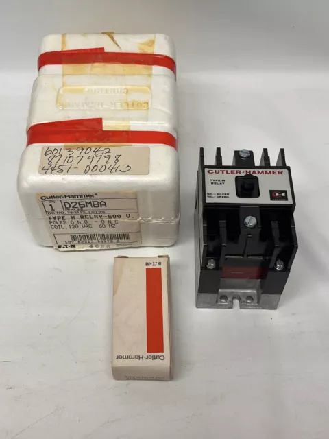 NEW Eaton Cutler Hammer D26MBA D26 Relay Base Assembly 120VAC Coil + D26MPR