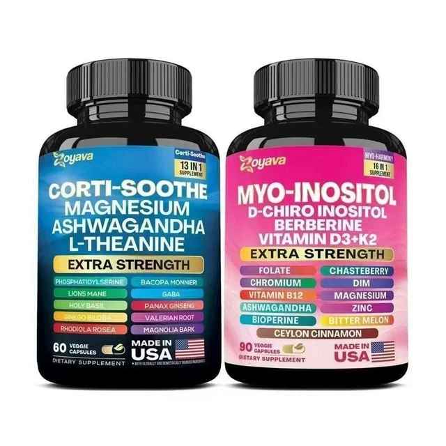 CORTISOL AND MYO-INOSITOL All-in-One Supplement Magnesium Ashwagandha L ...