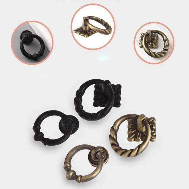 Brass Dresser Drawer Cabinet  Knobs Single-hole Drop Ring Pulls Handle Cupboard