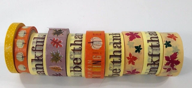 Lote de 10 rollos Washi Tape Día de Acción de Gracias otoño ser agradecido tema