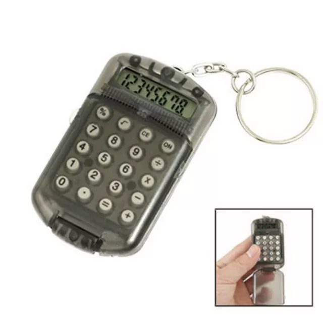 Gray Plastic Casing 8 Digits Electronic Mini Calculator Keychain ATF 3