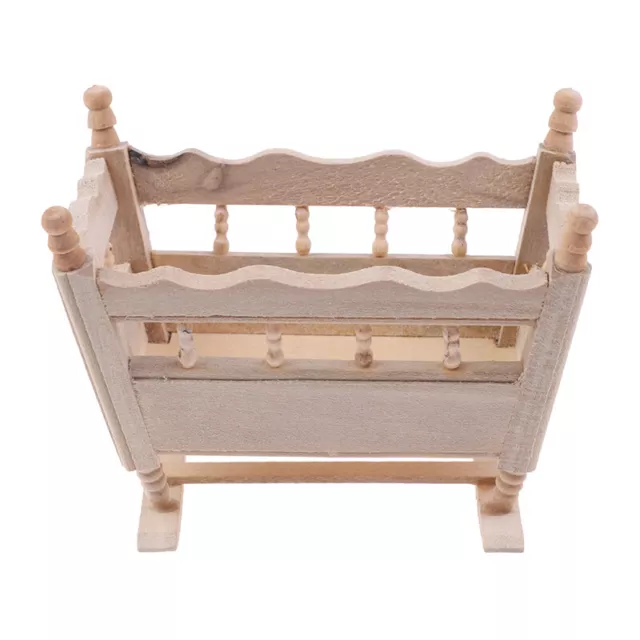 1/12 Dollhouse Miniature Wooden Cardle Baby Bed Model Accessories ToyHFJO