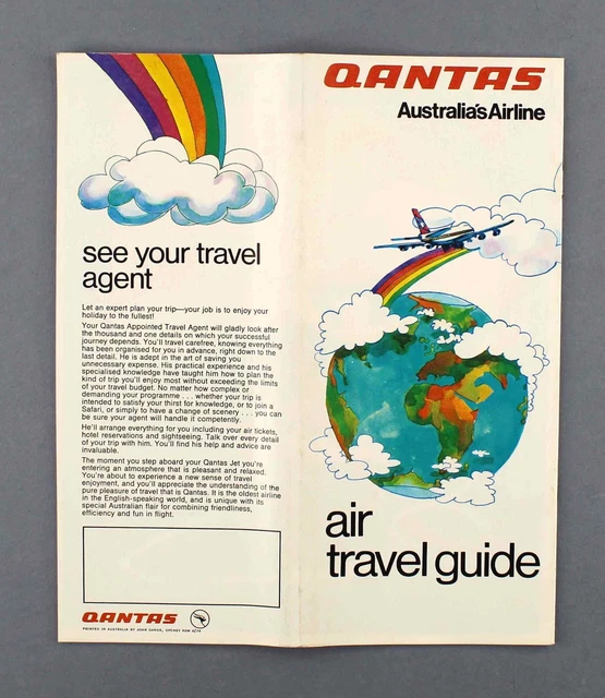 Qantas Air Travel Guide Vintage Airline Brochure 1974