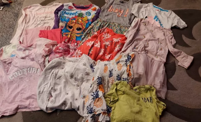 Large girls 7-8 years clothing bundle 14 items, tops pjs jumper and more