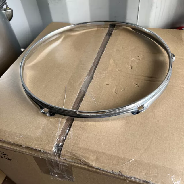 Free P&P. 14” 6 Lug Hole Snare Side Drum Hoop.  Rim. Chrome