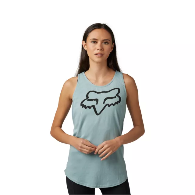 Fox Racing Womens Boundary Tank Top Sleeveless Scalloped Hem Casual Gunmetal