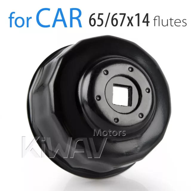 KiWAV-coffret Clé pour filtre à huile socket steel 65/67mm 14F pour car auto