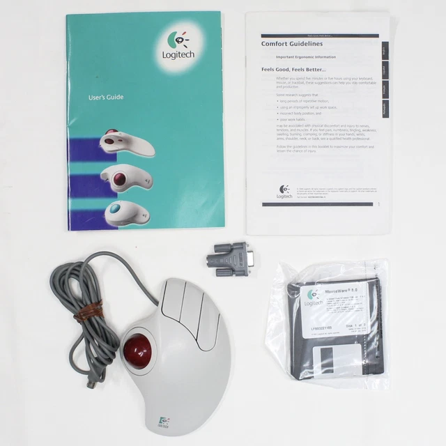 LOGITECH TRACKMAN MARBLE Trackball Corded Mouse Model TCH11 P/N 804122