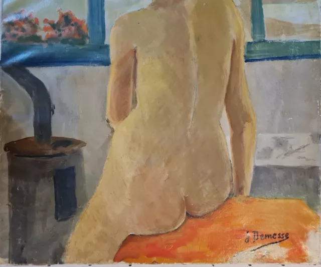 Tableau ancien signé de J. Demesse "Nu féminin"  Huile 65cm x 50cm. 3