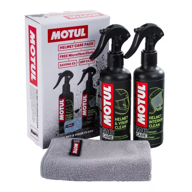 Motul Cleaning/Cleaner Care Pack/Kit For Bike/Motorcycle Crash Helmet/Lid/Visor