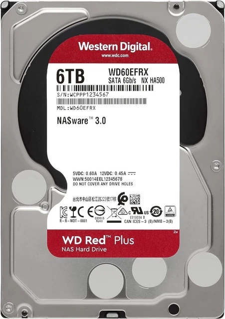 WESTERN DIGITAL WD Red NAS Hard Drive 6 TB WD60EFAX 5400 RPM SATA 6Gb/s ...