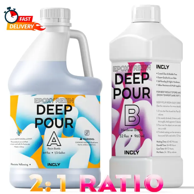 1.5 Gallon 5.7 L 2'' Deep Pour Epoxy Resin Clear Epoxy Resin Kit