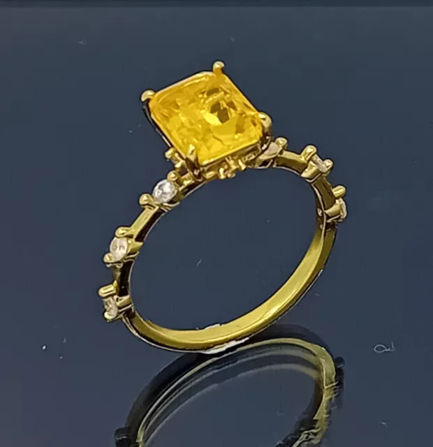 18K Gold Filled Stunning Italian Simulated Canary Tourmaline 18ct GF Ring SZ 9