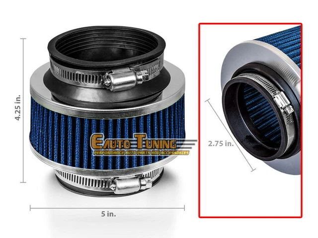 Filtre à Air Conique Sport Bleu – Pour Admission Directe, Diamètres 65/70/76 Mm, Longueur 150 Mm – Lavable Et Réutilisable, Améliore Le Débit D’air
