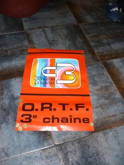 ancienne affiche "ORTF 3° CHAINE COULEUR" 1973