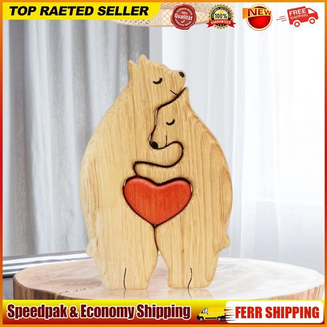 Holz-Familienpuzzle Bären dekorative Bären-Kunstskulptur aus Holz (B)