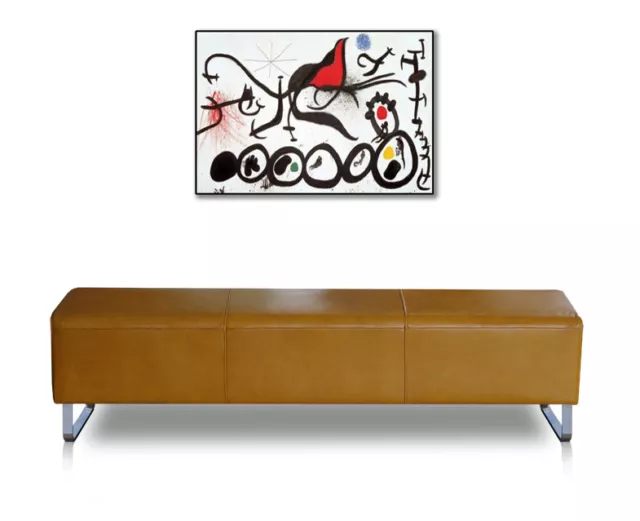 Long Bauhaus Leather Bench Genuine Leather On Stainless Steel Base Quality 3