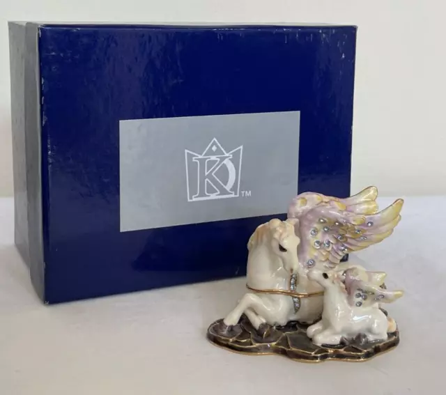 Kingspoint Designs Pegasus and Baby Bejeweled Enameled Trinket Box and Necklace