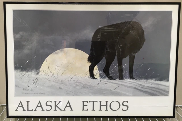 (2) Jon Van Zyle SIGNED & FRAMED Prints - Alaska Ethos & Wolves Exhibition