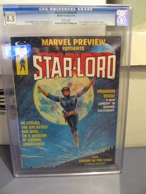MARVEL PREVIEW #4 CGC 8.5 HUGE KEY WP 1976 1st APPEARANCE/ORIGIN STAR-LORD GOTG
