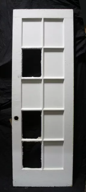 32"x94"x2 Antique Vintage Wooden Wood Exterior Entry French Door 10 Window Glass