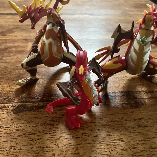 lot of 3 2009 Bakugan Dragonoid Red Dragon Figure Spin Master SEGA Toys