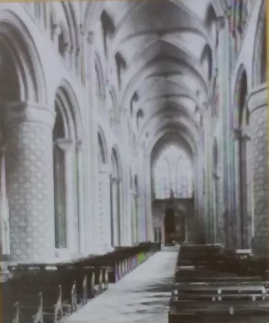 Durham Cathedral Nave Looking West ENGLAND Old Magic Lantern Glass Photo Slide