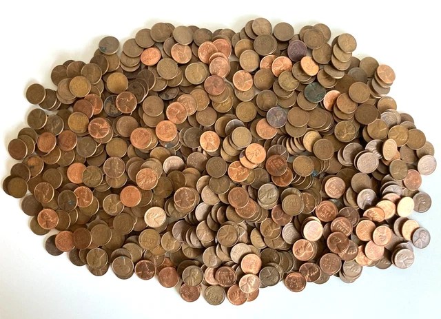 Bulk Lot of 747 Wheat Pennies 1912-1958 5+ Lbs