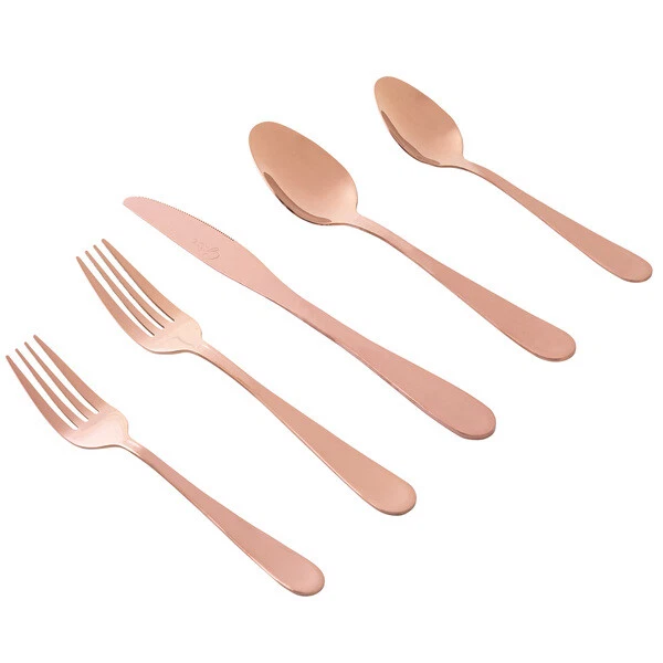 Juego de vajilla Gibson Home Stravidia de 20 piezas en oro rosa acero inoxidable