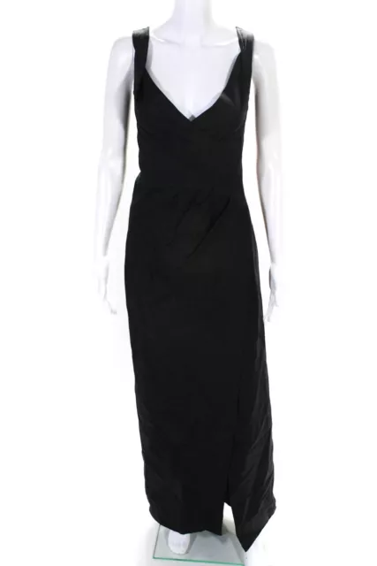 Dsquared2 Womens V Neck Sleeveless A Line Gown Black Wool Size EUR 46