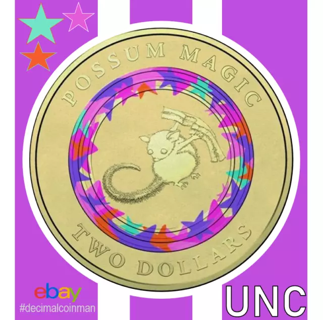 🟣 1 x UNC 2017 "Vegemite Hush" - Pink Possum Magic $2 Two Dollar Coin