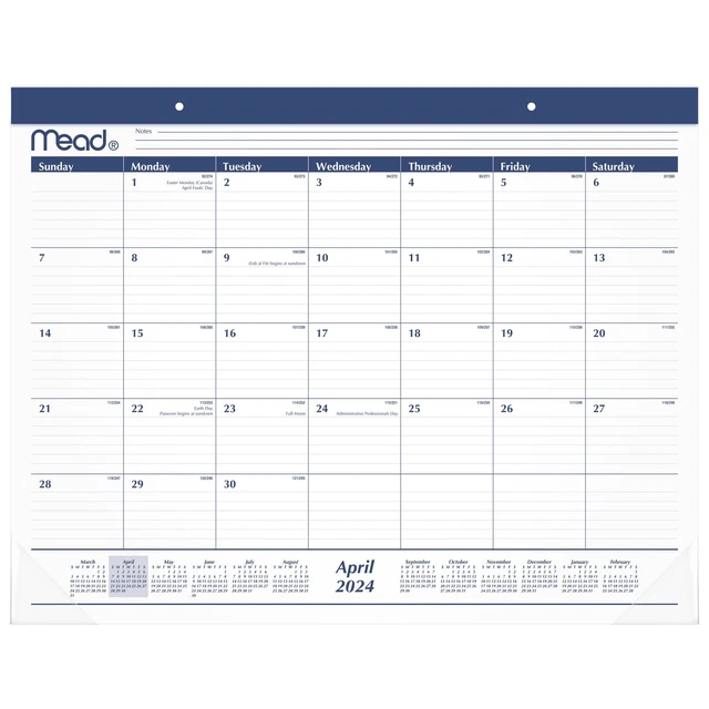 MEAD BASIC ACADEMIC 20242025 Monthly Desk Pad Calendar Standard 21 34