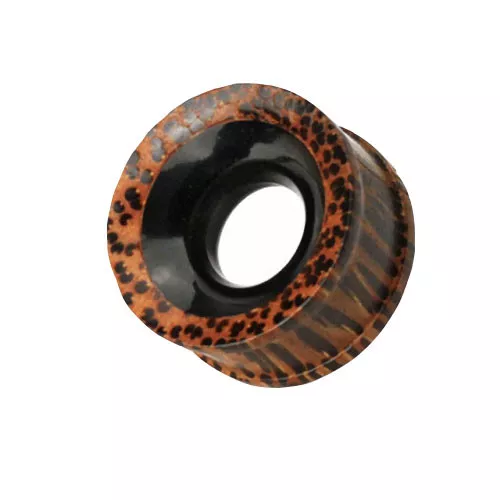 Orgánica Madera Carne Túnel de Oreja Piercing Plug Double Flared Braun Inlay