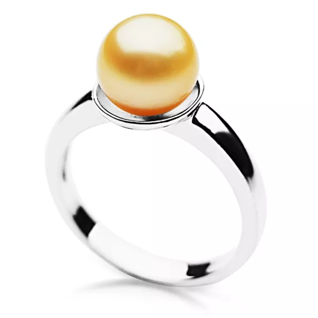 Pacific Pearls 9mm Australian Golden South Sea Pearl Ring Best Anniversary gifts