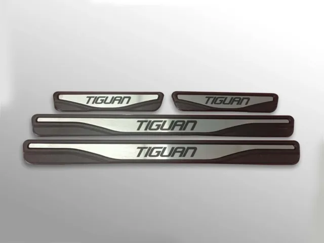 For VW Tiguan Chrome Door Sill Scratch Guard Stainless Steel 4 Pcs