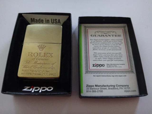 2020 Brass Tone Zippo Lighter ROLEX Geneva MASTERPIECE WATCH CRAFTSMANSHIP + BOX