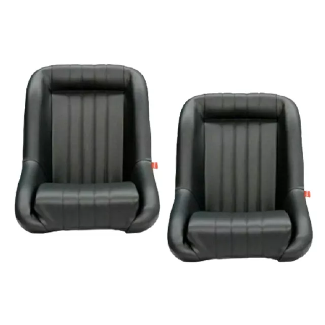 Classic Low Back PU Leather Bucket Seats Car Fixed Back Black for Hot Rod - Pair