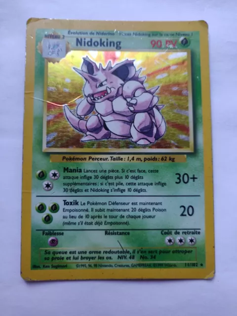 Carte Pokémon Nidoking 90PV 11/102 Holo en Francaise